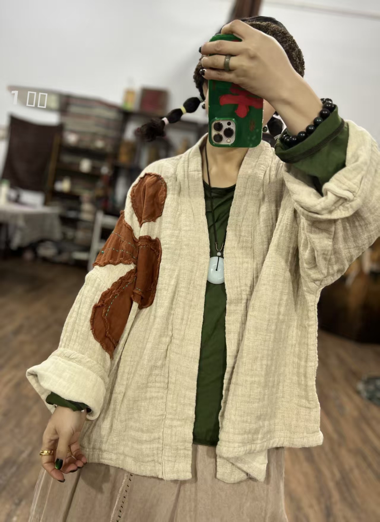 Embroidery Artist - Handmade Linen Open Cardigan Women's Spring