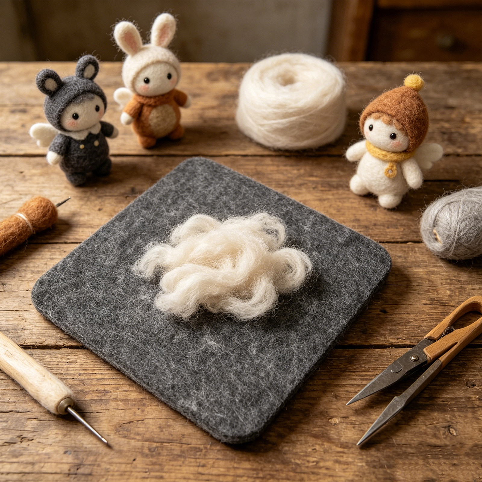 Felt Sheet Wool - 4Pcs Square Felt Pads Needle Felting