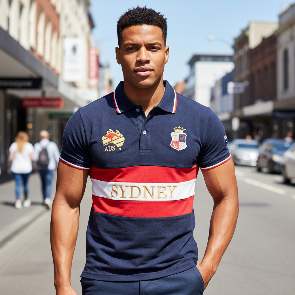 Embroidery In Australia - Men's polo shirt Australia Sydney cotton