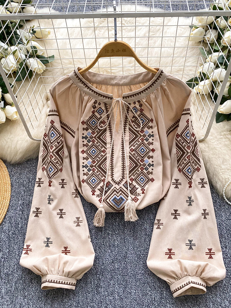 Embroidery Artist - Women Autumn Blouse Loose Artistic Retro