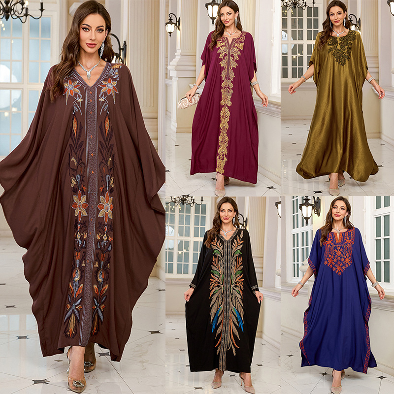 Embroidery Kaftan - Women Embroidered Long Caftans Plus Size