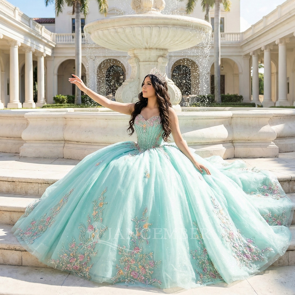 Embroidery Organza - Classic Strapless Quinceanera Dress 2026 Party