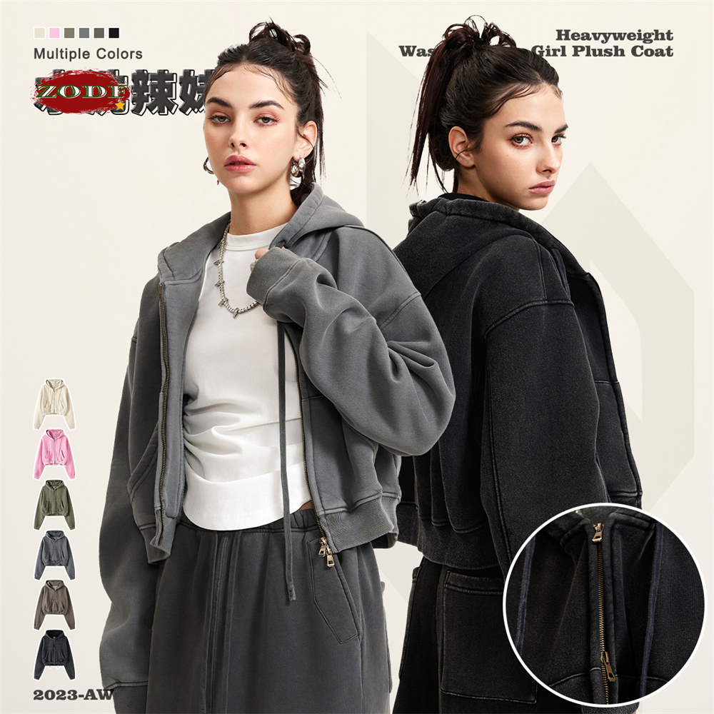 ZODF Retro 2025 Winter Women S - Embroidery Zip Up Hoodie avaliação e preço