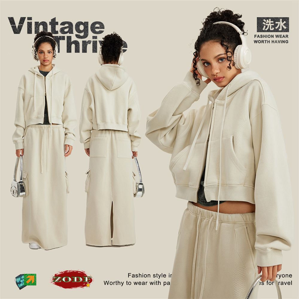 ZODF Retro 2025 Winter Women S - Embroidery Zip Up Hoodie avaliação e preço