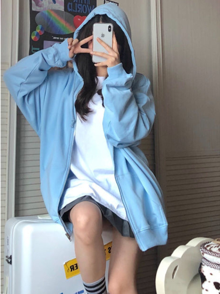 Oversized Hooded Sweatshirts K - Embroidery Zip Up Hoodie avaliação e preço