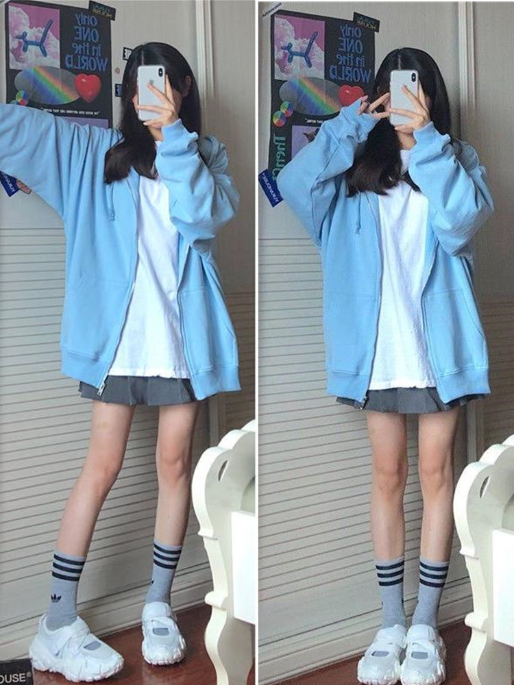 Oversized Hooded Sweatshirts K - Embroidery Zip Up Hoodie avaliação e preço