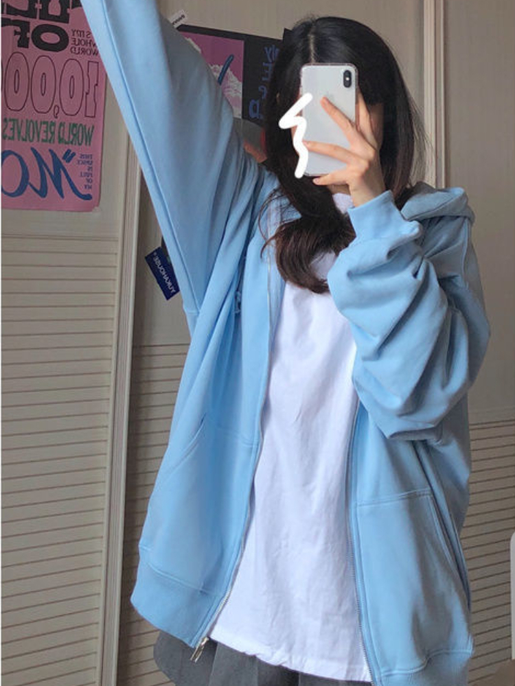 Oversized Hooded Sweatshirts K - Embroidery Zip Up Hoodie avaliação e preço