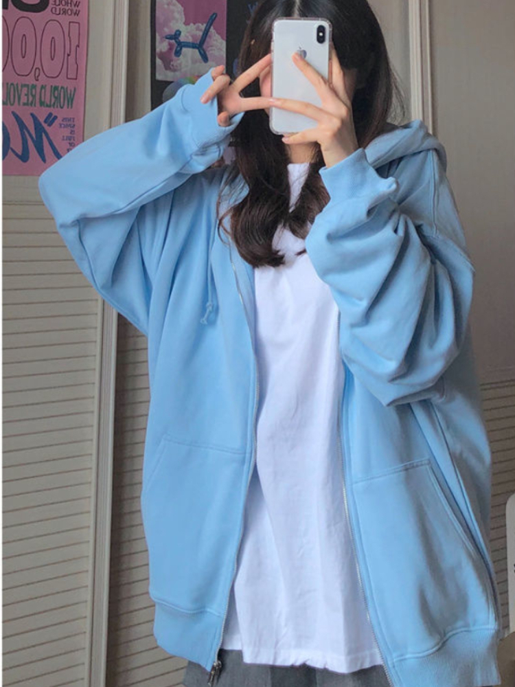 Oversized Hooded Sweatshirts K - Embroidery Zip Up Hoodie avaliação e preço