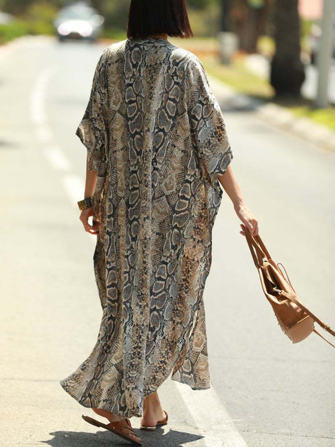 Bohemian Print Beach Cover-Up  - Embroidery Kaftan avaliação e preço