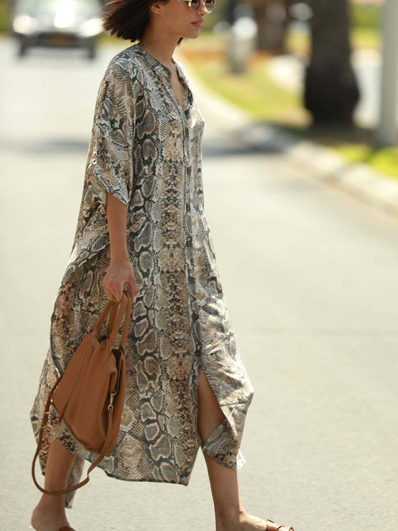 Bohemian Print Beach Cover-Up  - Embroidery Kaftan avaliação e preço