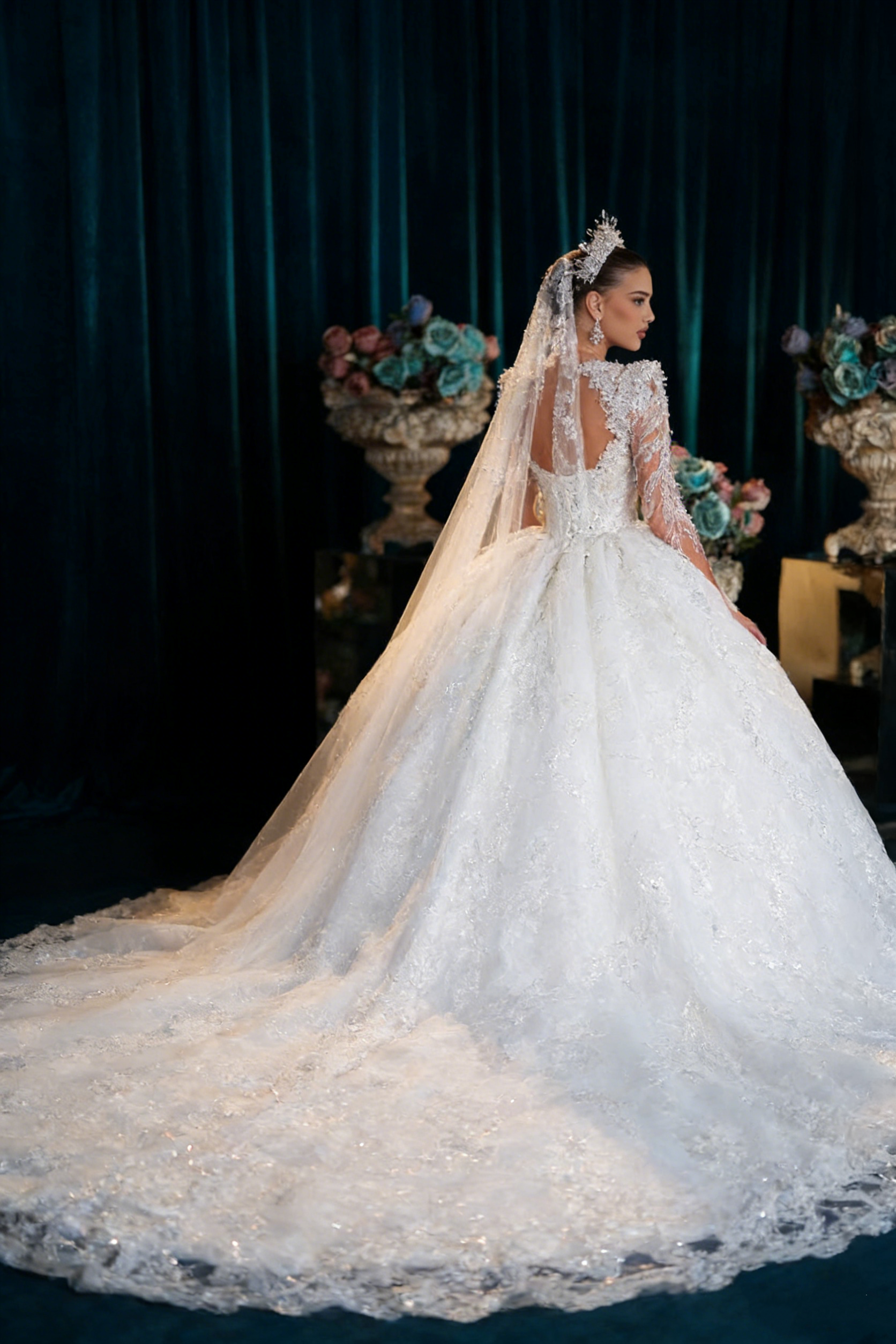 Custom White Elegant Princess  - Embroidery Organza avaliação e preço