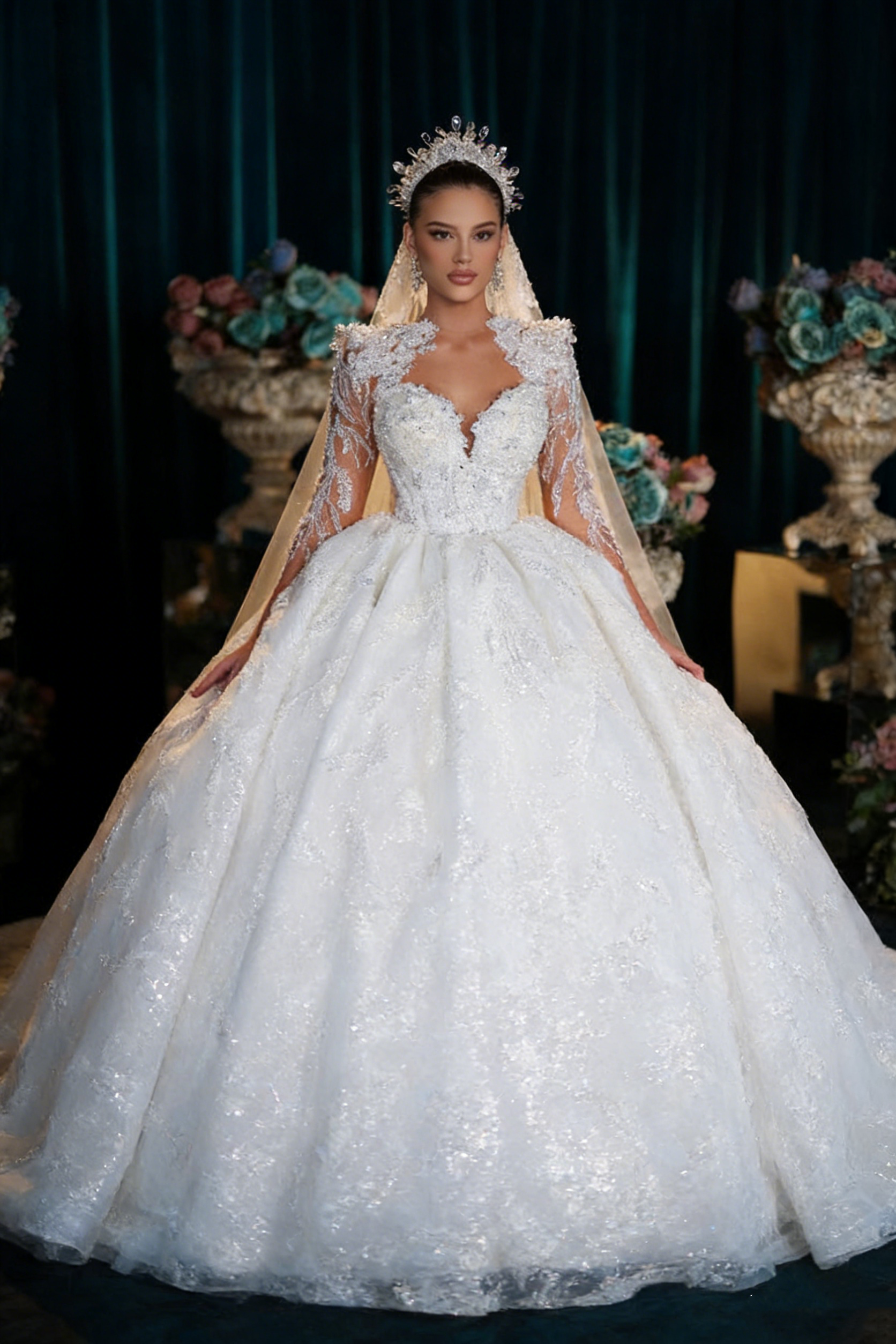 Custom White Elegant Princess  - Embroidery Organza avaliação e preço