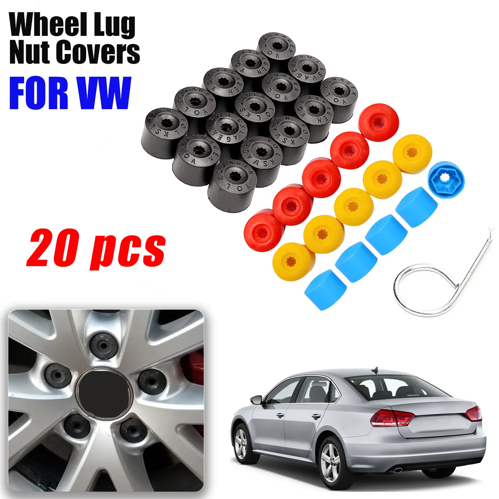 20PCS Car Wheel Lug Nut Covers - Embroidery Removal avaliação e preço