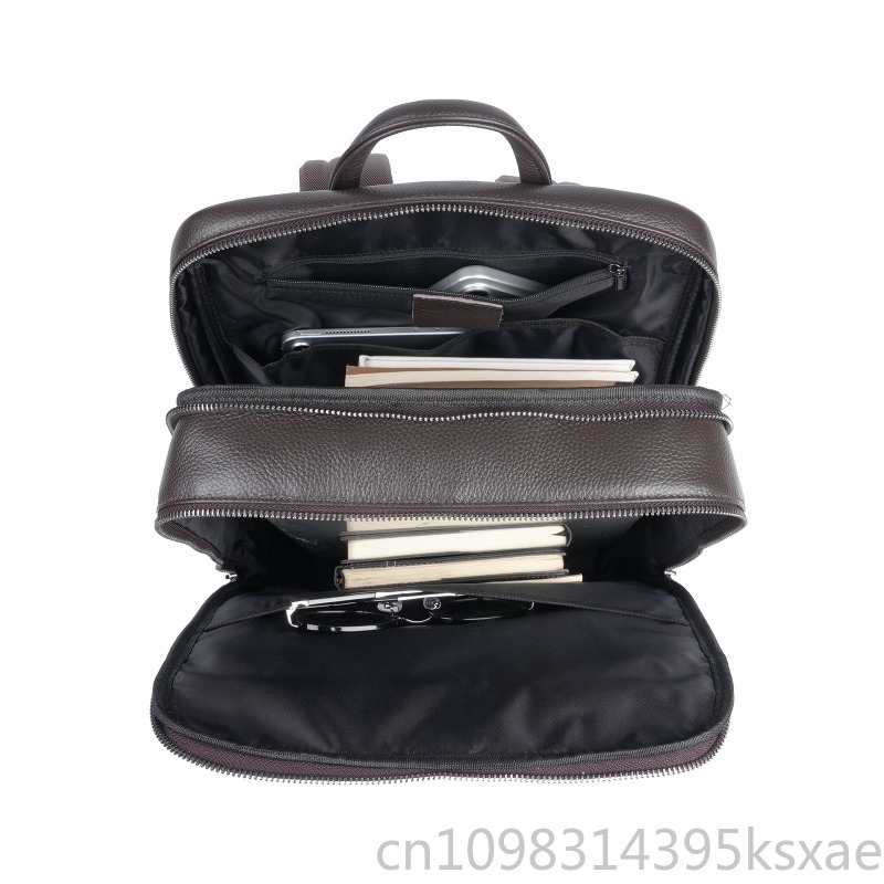 Men's Top Grain Leather Backpa - Embroidery Thread avaliação e preço