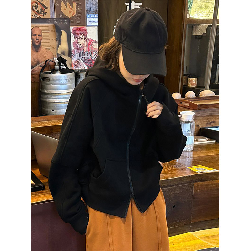 Women Solid Hoodies Fleeced Sh - Embroidery Zip Up Hoodie avaliação e preço