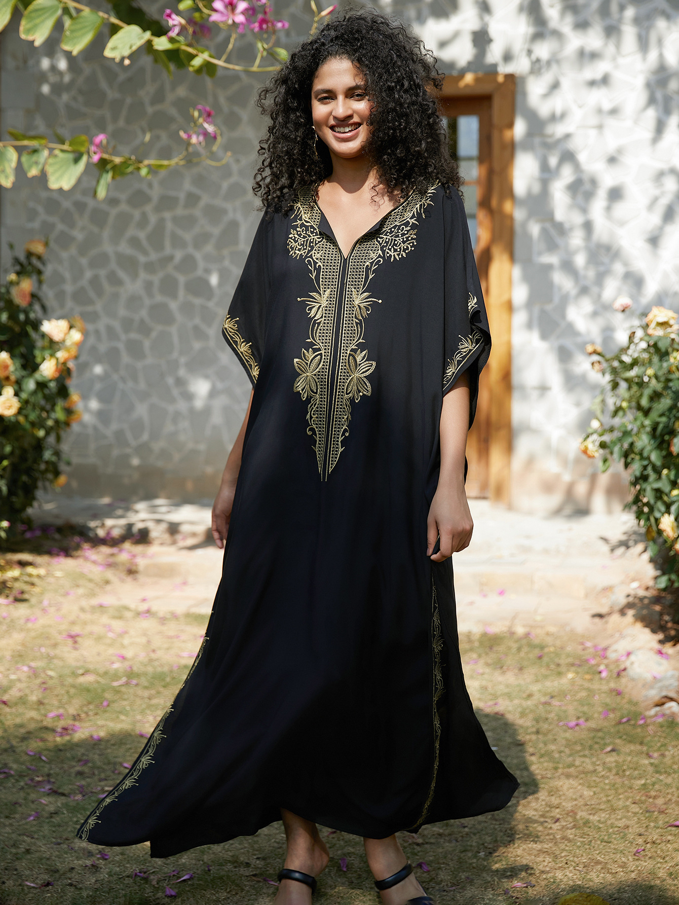 Swimsuit Cover Ups Embroidery  - Embroidery Kaftan avaliação e preço