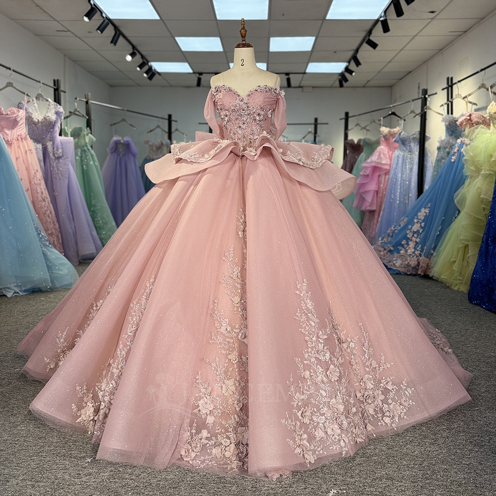 Pink Princess Ball Gown Quince - Embroidery Organza avaliação e preço