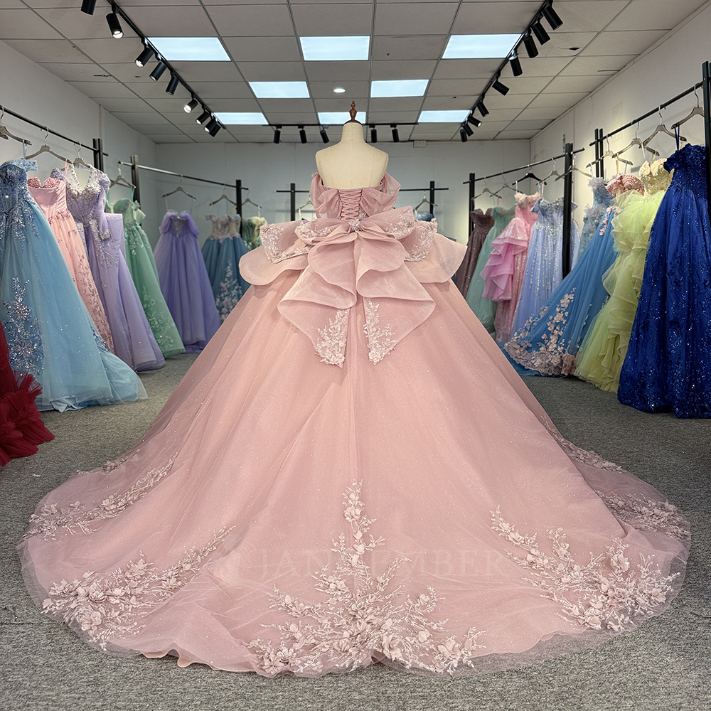 Pink Princess Ball Gown Quince - Embroidery Organza avaliação e preço