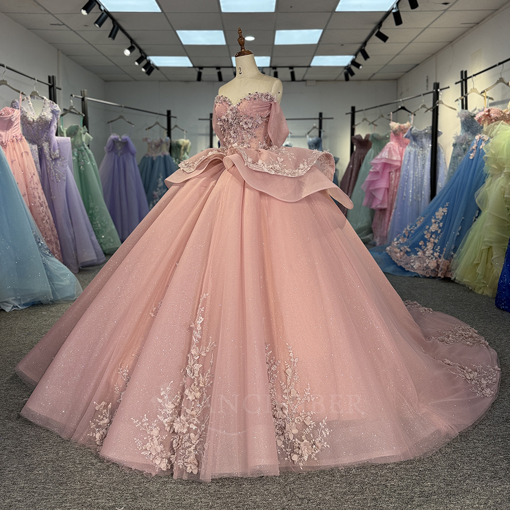 Pink Princess Ball Gown Quince - Embroidery Organza avaliação e preço