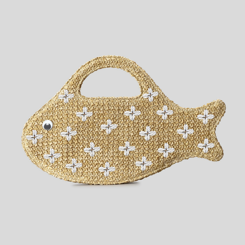 Embroidered Fish Raffia Straw  - Embroidery Fish avaliação e preço