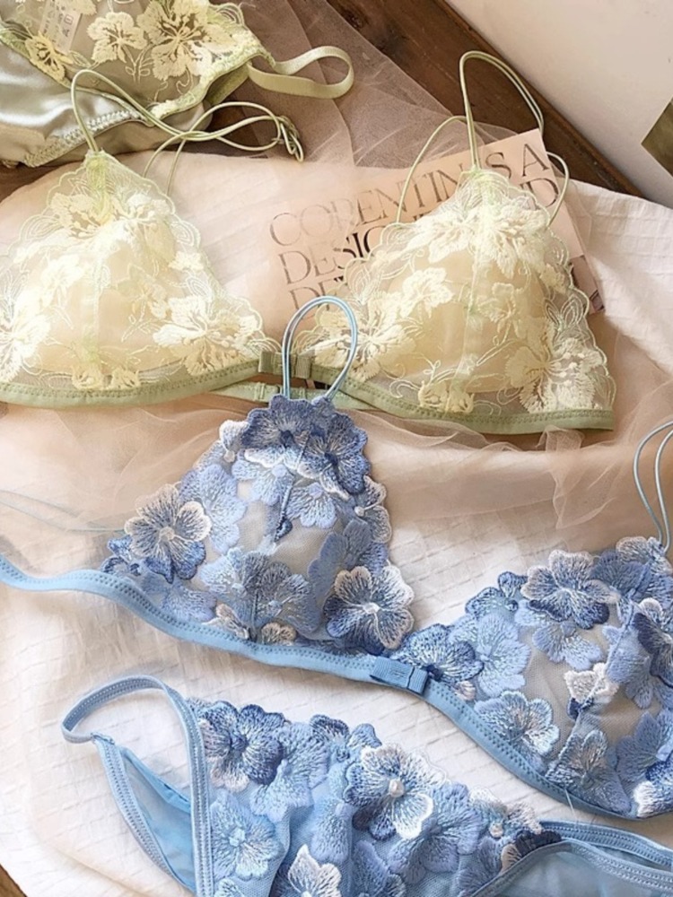 French Niche Lingerie Set Embr - Embroidery In Australia avaliação e preço