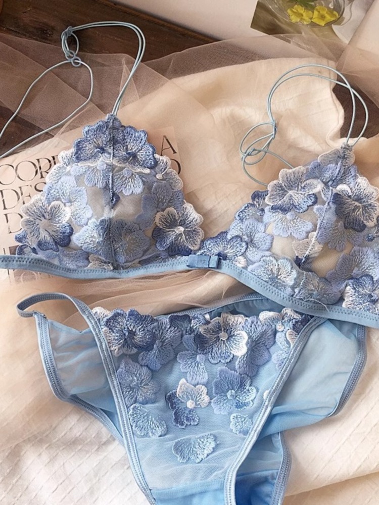 French Niche Lingerie Set Embr - Embroidery In Australia avaliação e preço
