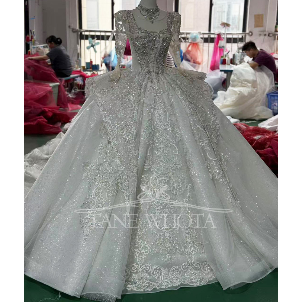 Crystal Sequined Bridal Dress  - Embroidery Organza avaliação e preço