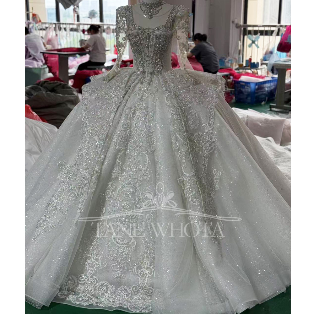 Crystal Sequined Bridal Dress  - Embroidery Organza avaliação e preço