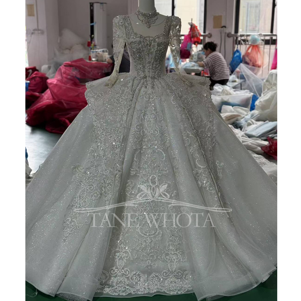 Crystal Sequined Bridal Dress  - Embroidery Organza avaliação e preço