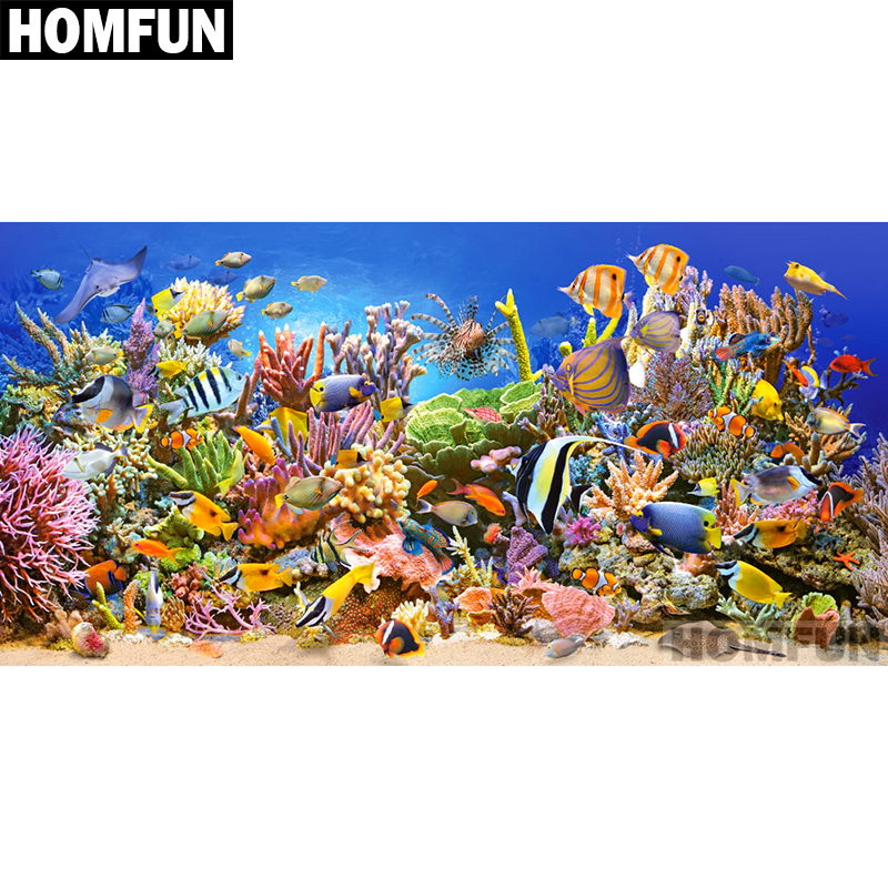 HOMFUN Full Square/Round Drill - Embroidery Fish avaliação e preço
