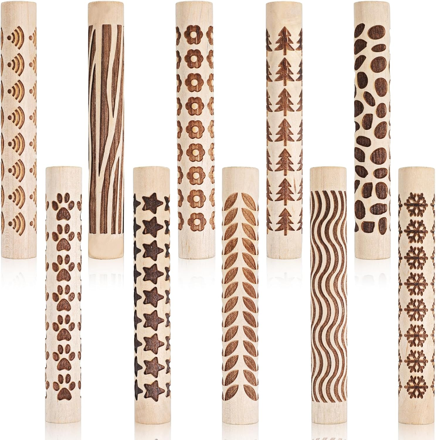 Wooden Clay Texture Rollers Se - Embroidery Texture avaliação e preço