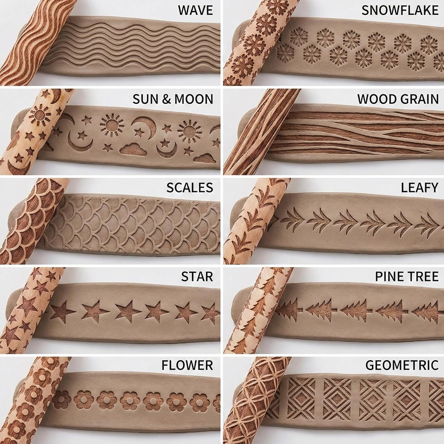 Wooden Clay Texture Rollers Se - Embroidery Texture avaliação e preço