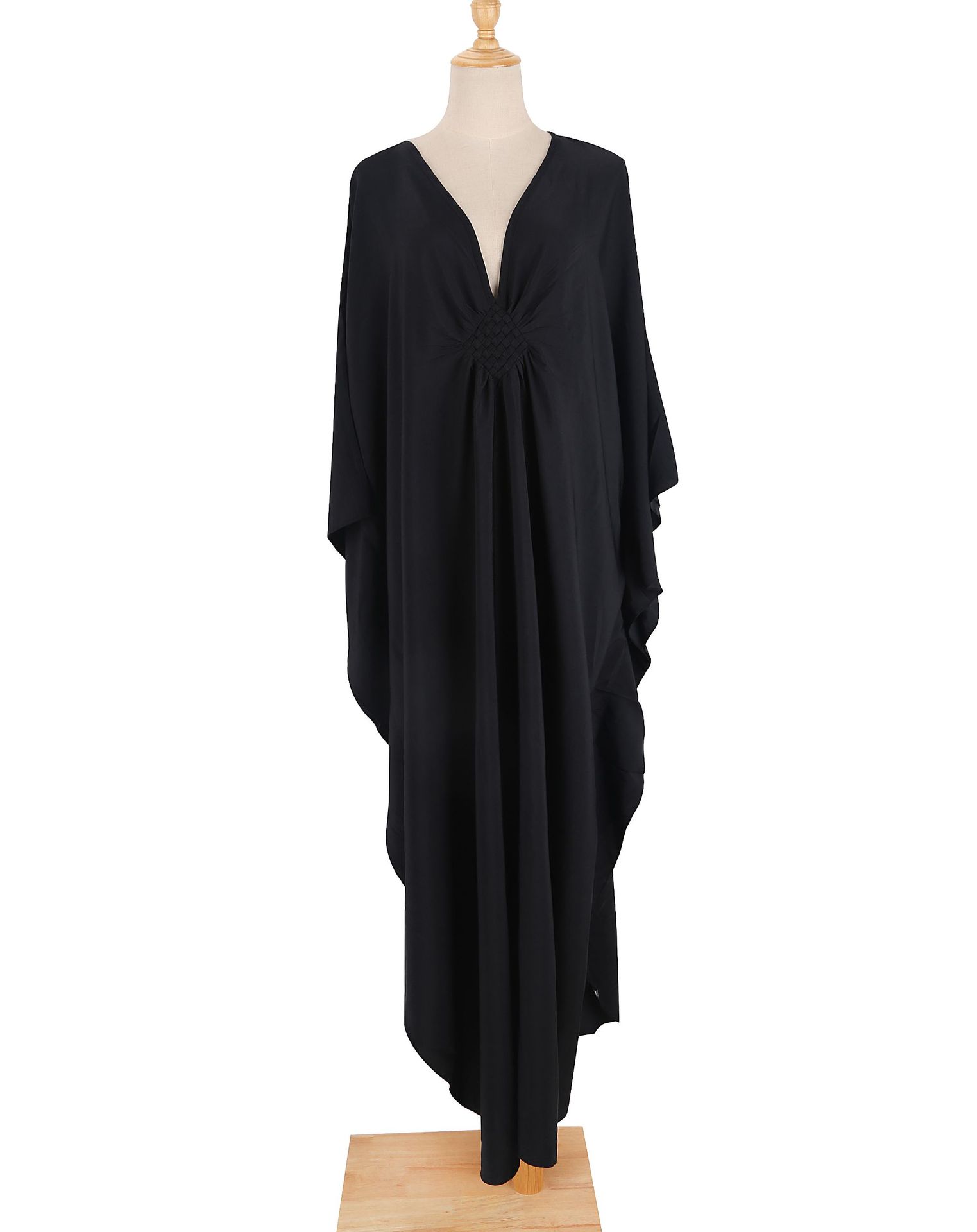 Women Solid Color Cover Up V N - Embroidery Kaftan avaliação e preço