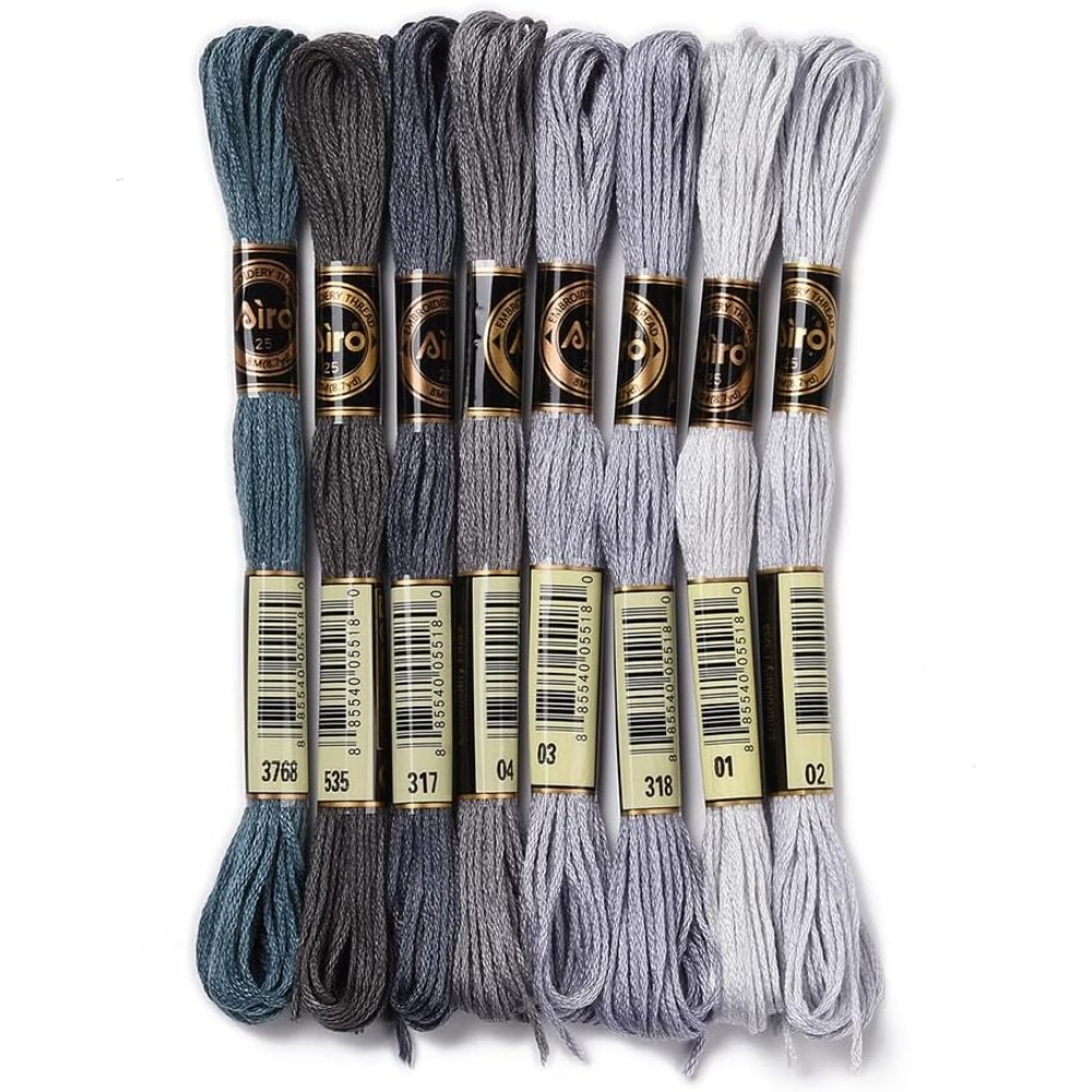 8 Skeins 70 Yards Grey Friends - Embroidery Thread avaliação e preço