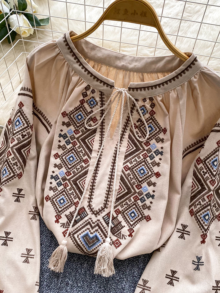 Women Autumn Blouse Loose Arti - Embroidery Artist avaliação e preço