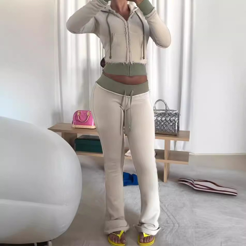 2 Two Piece Lounge Set Women C - Embroidery Zip Up Hoodie avaliação e preço