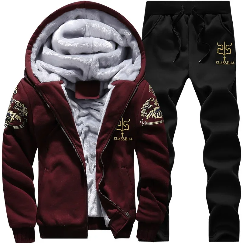 Autumn Winter Men's Sports Set - Embroidery Zip Up Hoodie avaliação e preço