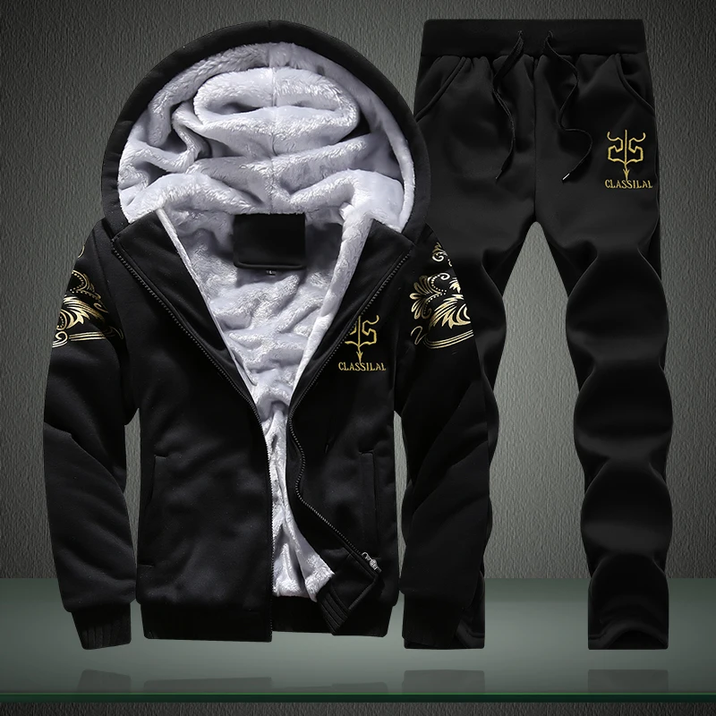 Autumn Winter Men's Sports Set - Embroidery Zip Up Hoodie avaliação e preço