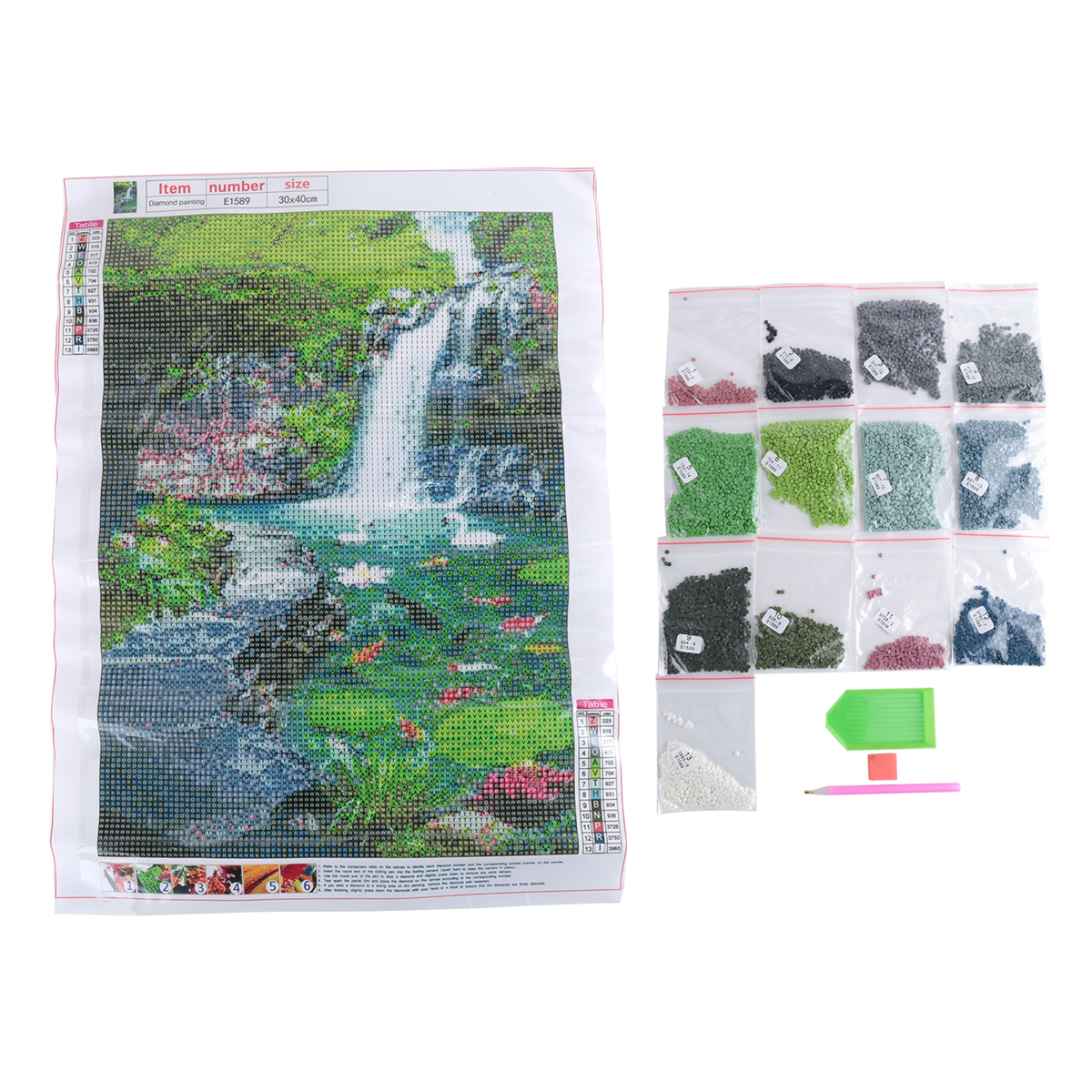 A71Z  Waterfall Scenery Fish D - Embroidery Fish avaliação e preço