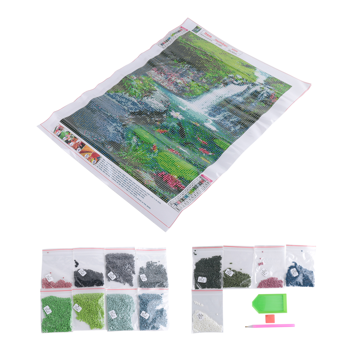 A71Z  Waterfall Scenery Fish D - Embroidery Fish avaliação e preço