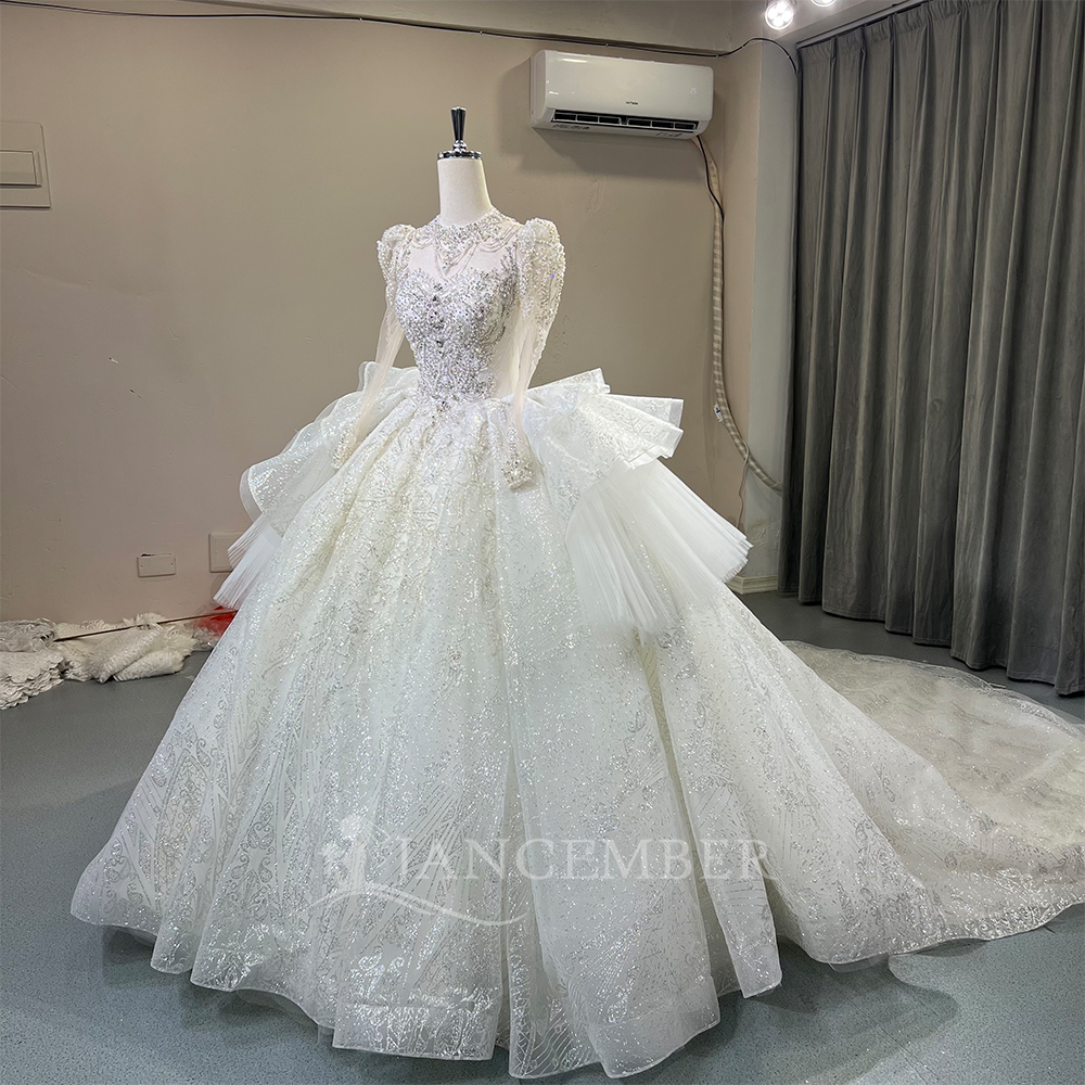 High Neck Chic Wedding Dress C - Embroidery Organza avaliação e preço