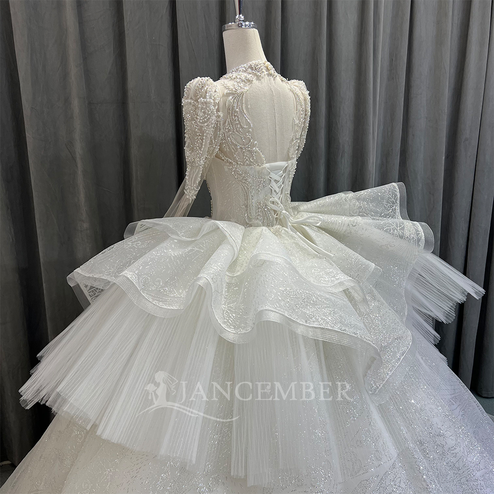 High Neck Chic Wedding Dress C - Embroidery Organza avaliação e preço