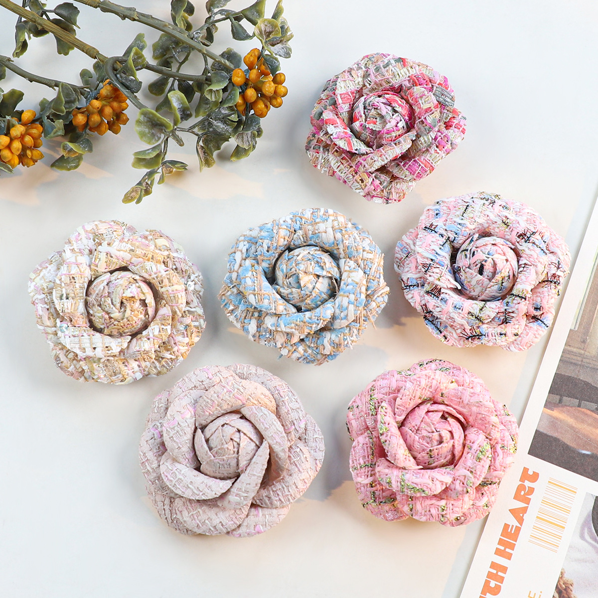 6CM Camellia Brooch for Women  - Embroidery Kaftan avaliação e preço