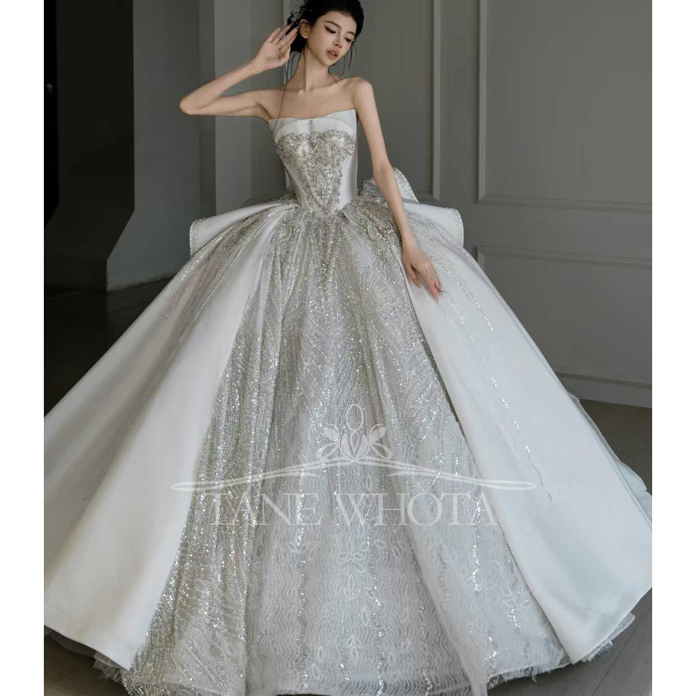 White Strapless Beading Sequin - Embroidery Organza avaliação e preço