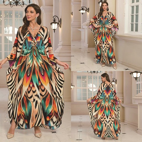 New 2025 Women's Cotton Beach  - Embroidery Kaftan avaliação e preço