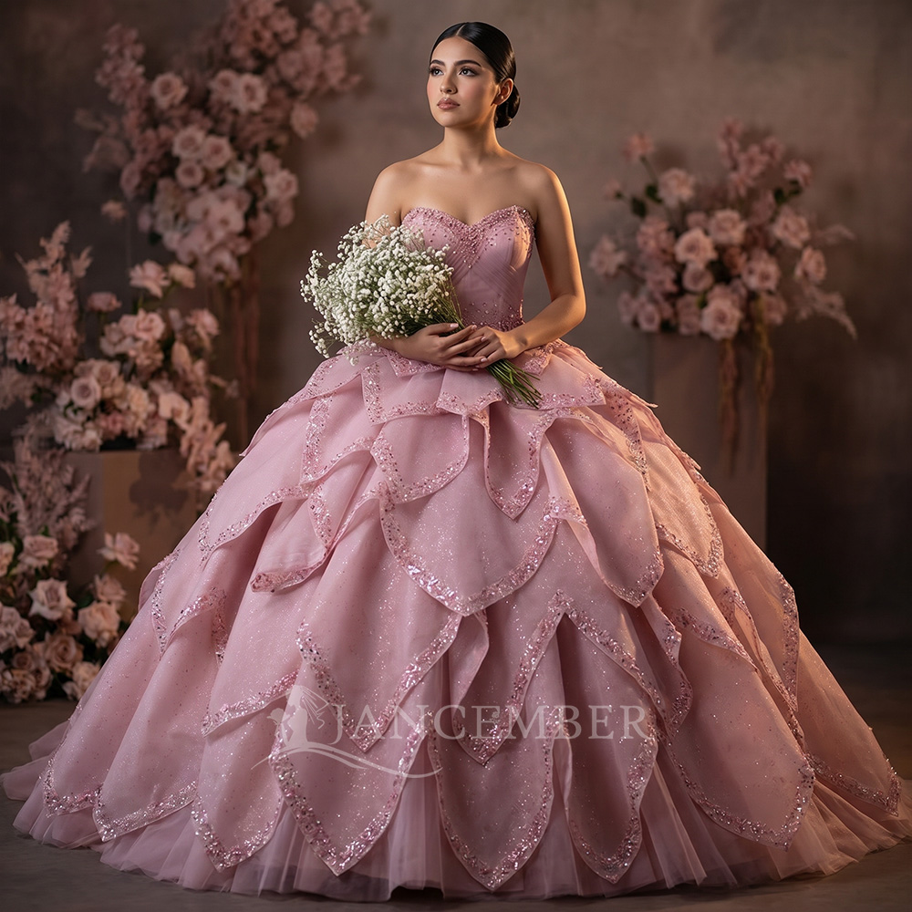 Luxury Ball Gown Quinceanera D - Embroidery Organza avaliação e preço