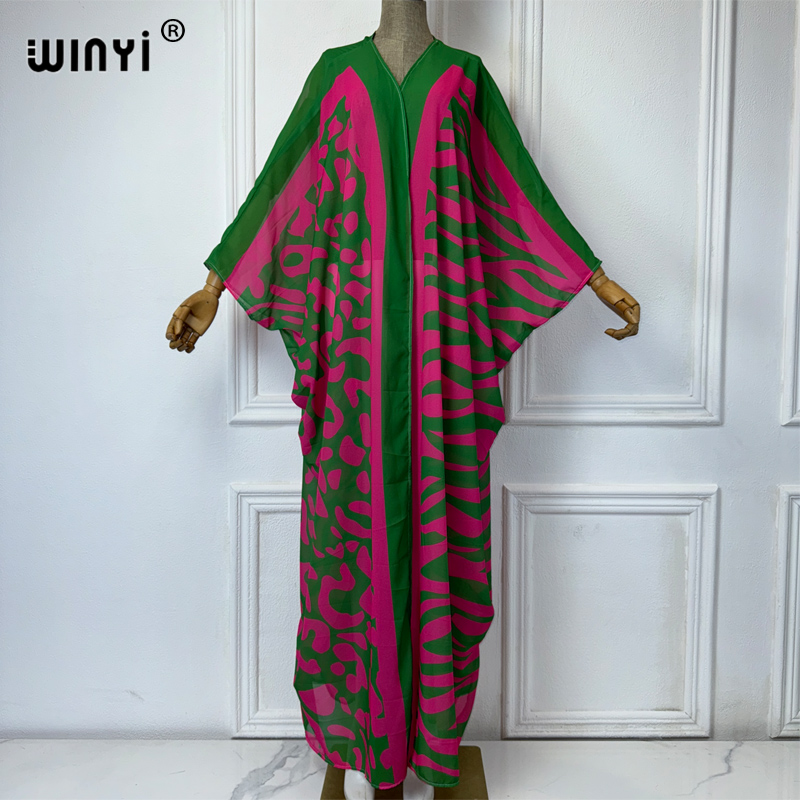 WINYI Africa Bohemia print Kim - Embroidery Kaftan avaliação e preço