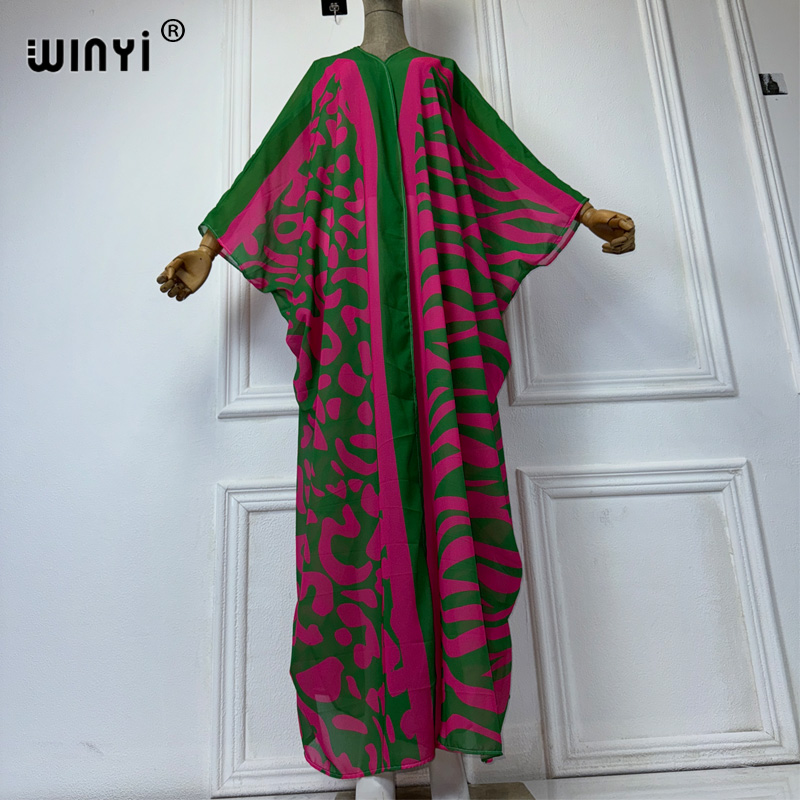 WINYI Africa Bohemia print Kim - Embroidery Kaftan avaliação e preço