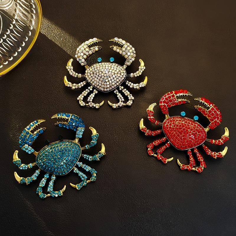 🌟Fashion Rhinestone Crab Brooc - Embroidery Fish avaliação e preço