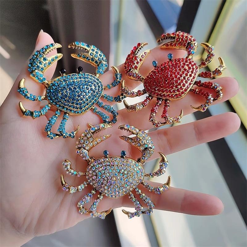 🌟Fashion Rhinestone Crab Brooc - Embroidery Fish avaliação e preço